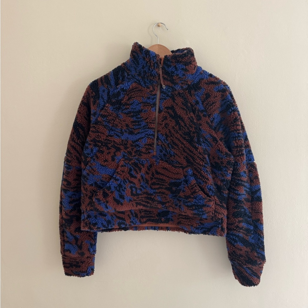 Lululemon Scuba Oversized Blue and Brown Fleece Pullover Fleece XS/S